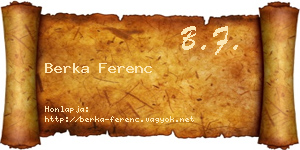 Berka Ferenc névjegykártya